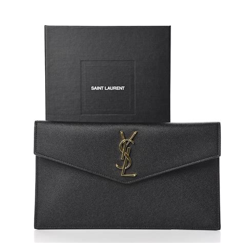 SAINT LAURENT Grain De Poudre Uptown Pouch Sea Salt